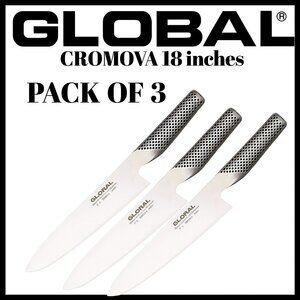 Global 8" Classic Stainless Steel Chef Knife – G2 Kitchen Cooking Knife 3pack
